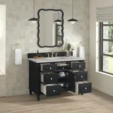 Lorelai 48" Single Vanity, Black Onyx w/ 3 CM Eternal Jasmine Pearl Silestone Top