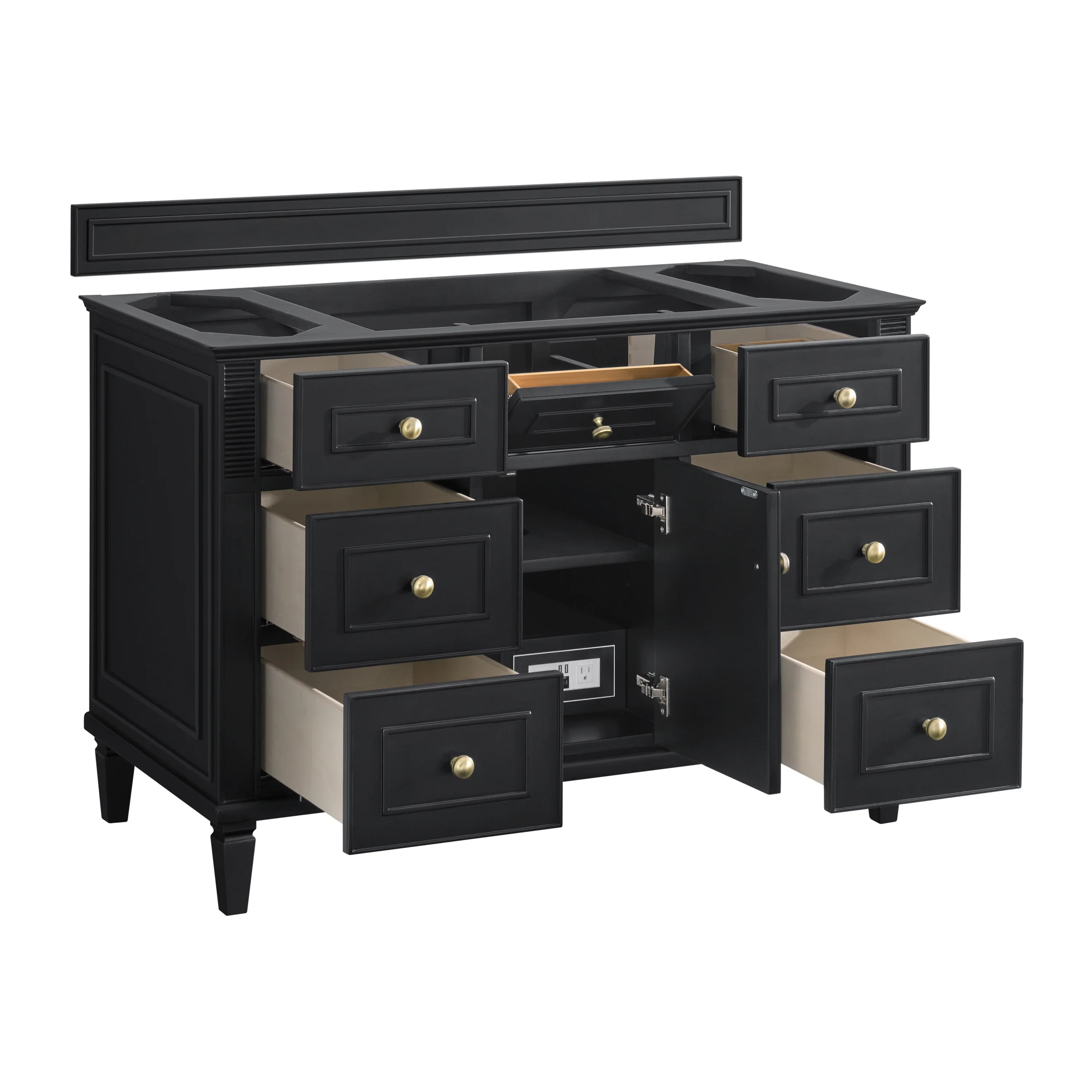 Lorelai 48" Single Vanity, Black Onyx w/ 3 CM Eternal Jasmine Pearl Silestone Top