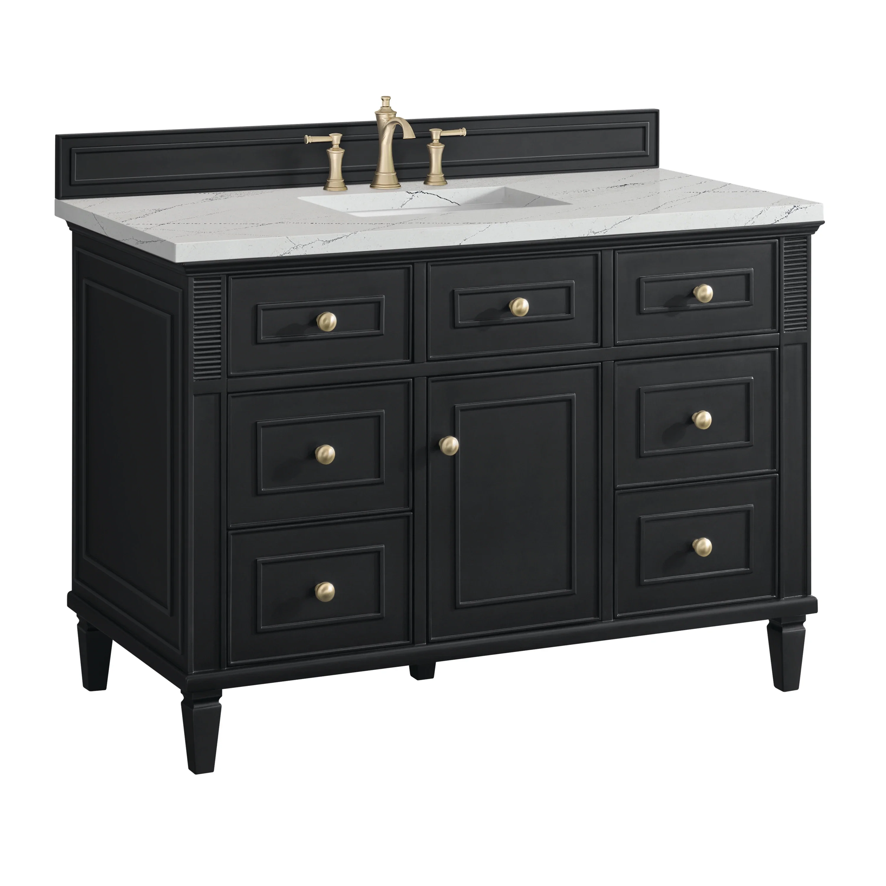 Lorelai 48" Single Vanity, Black Onyx w/ 3 CM Ethereal Noctis Silestone Top