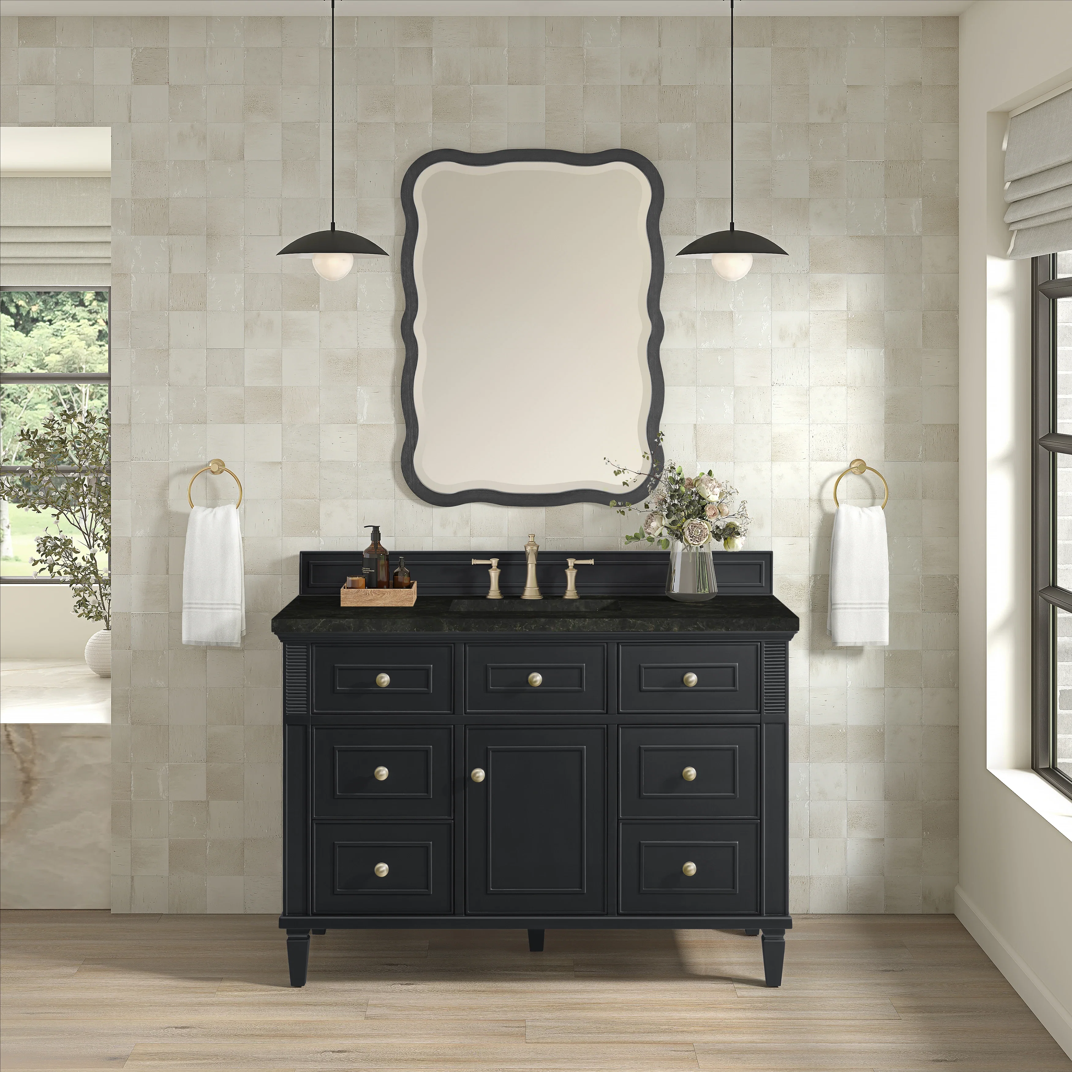 Lorelai 48" Single Vanity, Black Onyx, w/ 3 CM Phantome Eclos Top