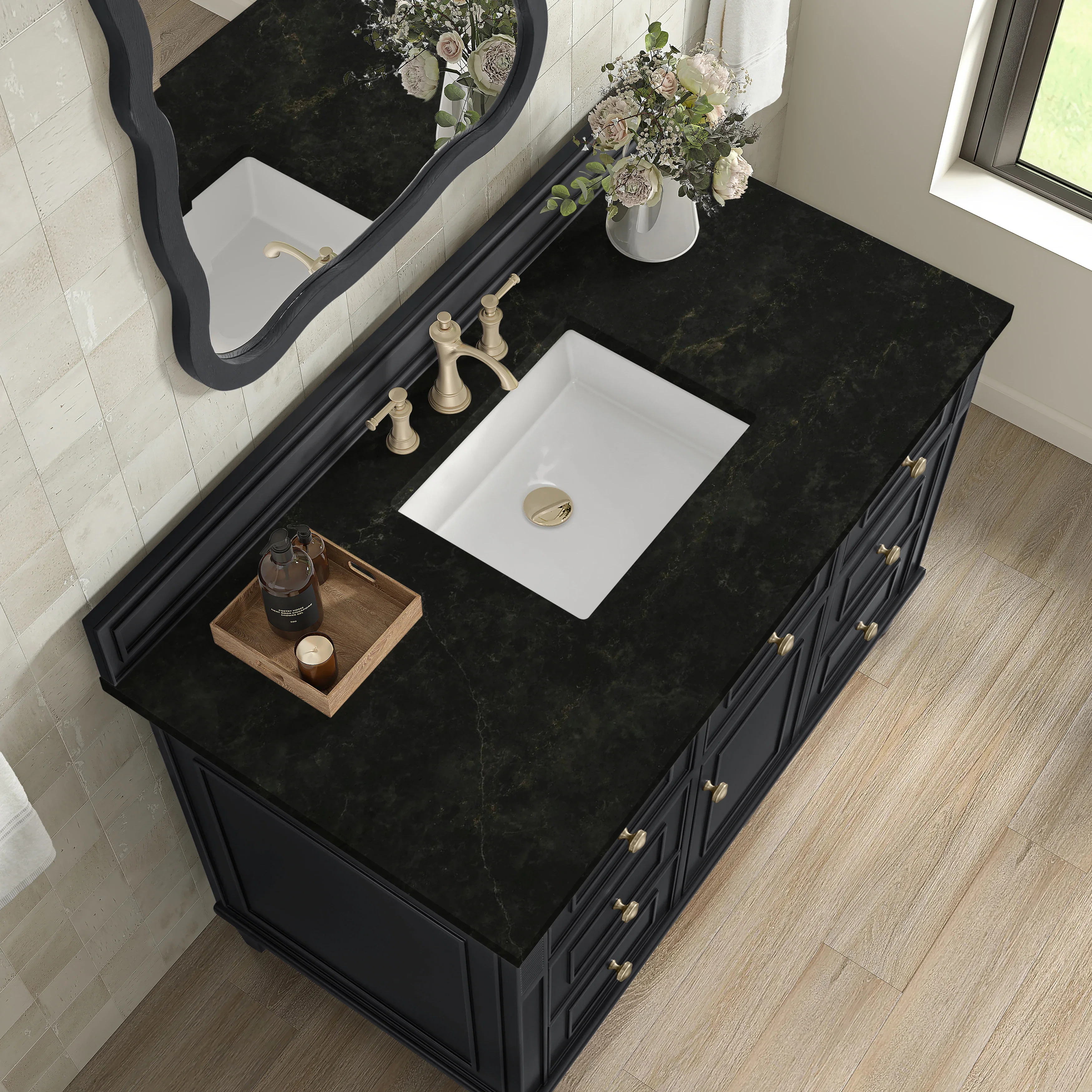 Lorelai 48" Single Vanity, Black Onyx, w/ 3 CM Phantome Eclos Top