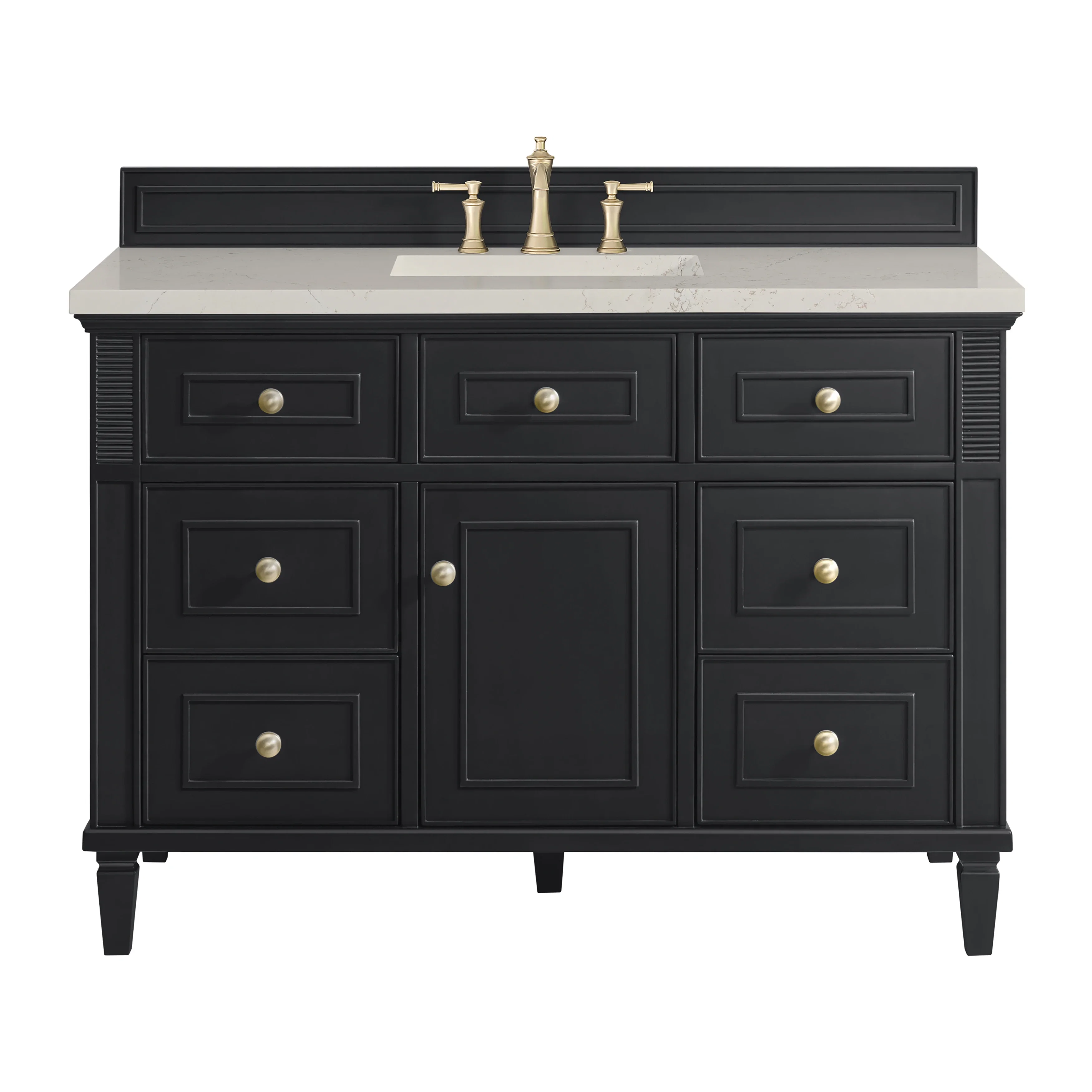Lorelai 48" Single Vanity, Black Onyx, w/ 3 CM Siberian Silestone Top