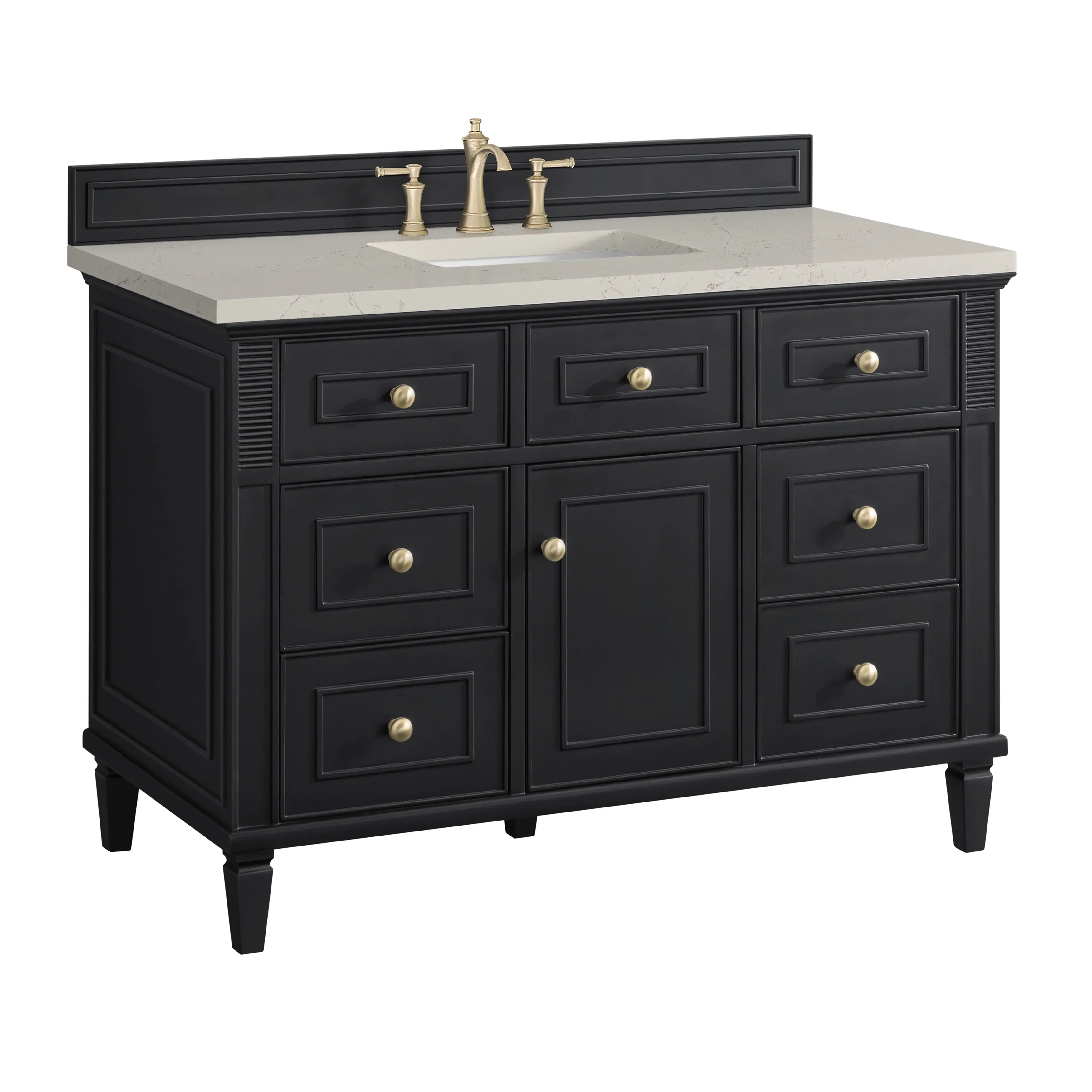 Lorelai 48" Single Vanity, Black Onyx, w/ 3 CM Siberian Silestone Top