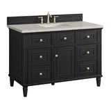 Lorelai 48" Single Vanity, Black Onyx, w/ 3 CM Siberian Silestone Top