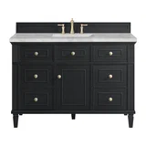 Lorelai 48" Single Vanity, Black Onyx w/ 3 CM Victorian Silver Silestone Top