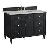 Lorelai 48" Single Vanity, Black Onyx w/ 3 CM Victorian Silver Silestone Top