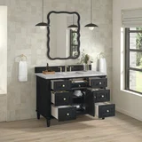Lorelai 48" Single Vanity, Black Onyx w/ 3 CM Victorian Silver Silestone Top