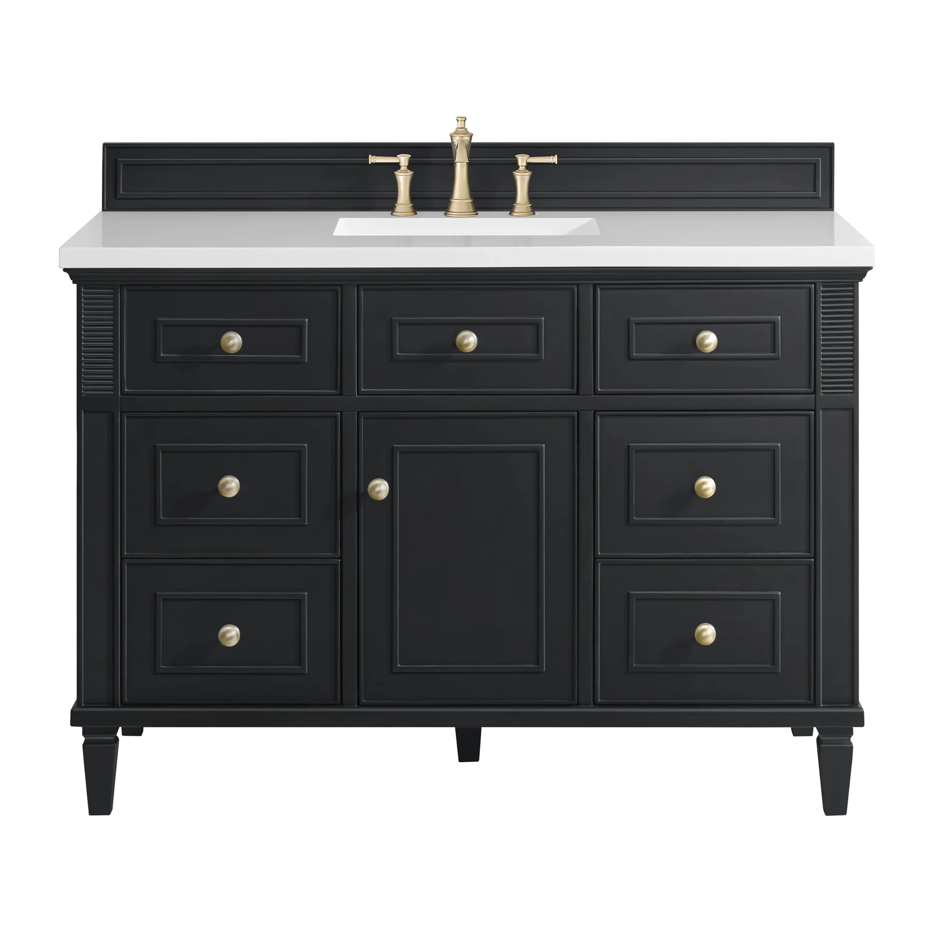 Lorelai 48" Single Vanity, Black Onyx w/ 3 CM White Zeus Silestone Top