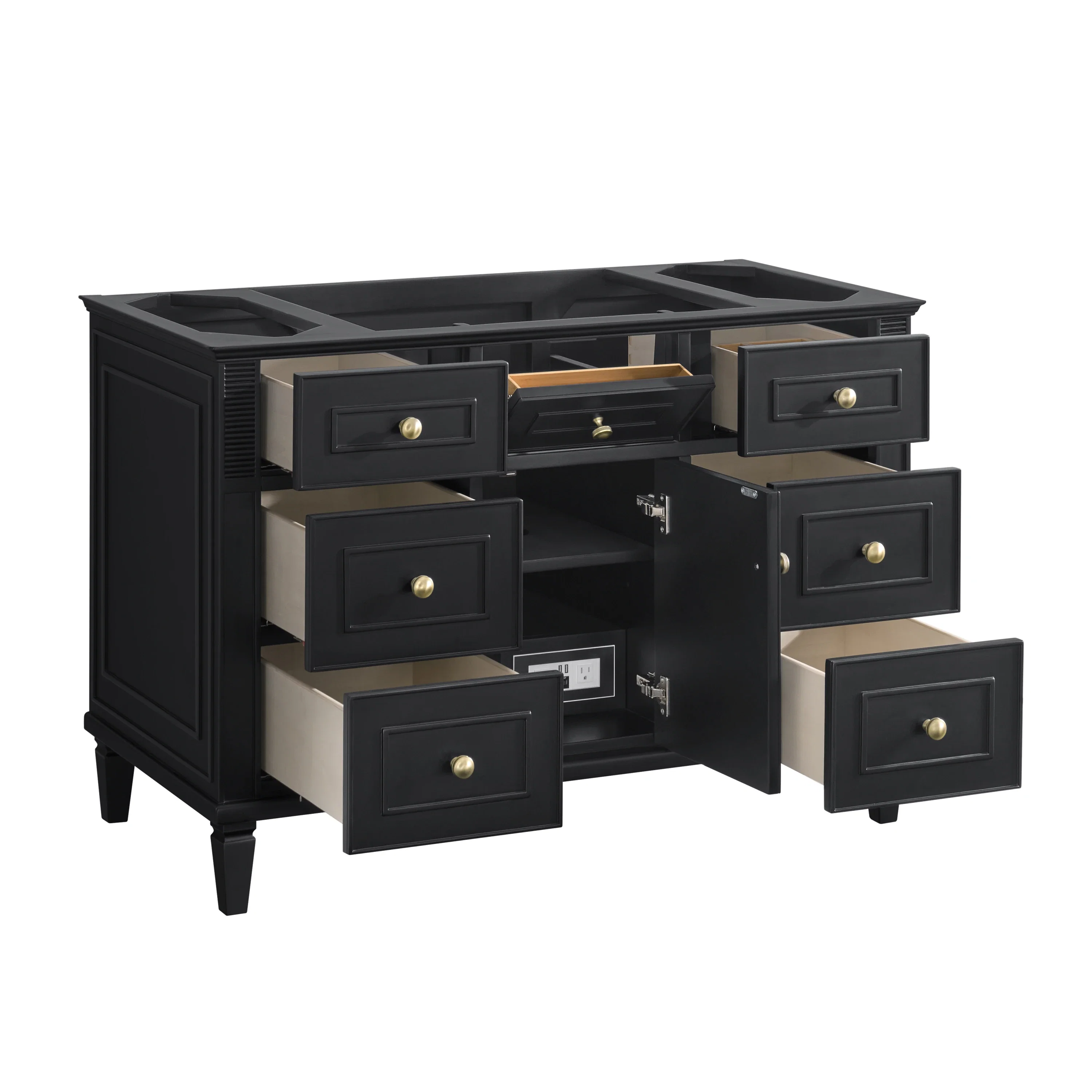 Lorelai 48" Single Vanity, Black Onyx w/ 3 CM White Zeus Silestone Top