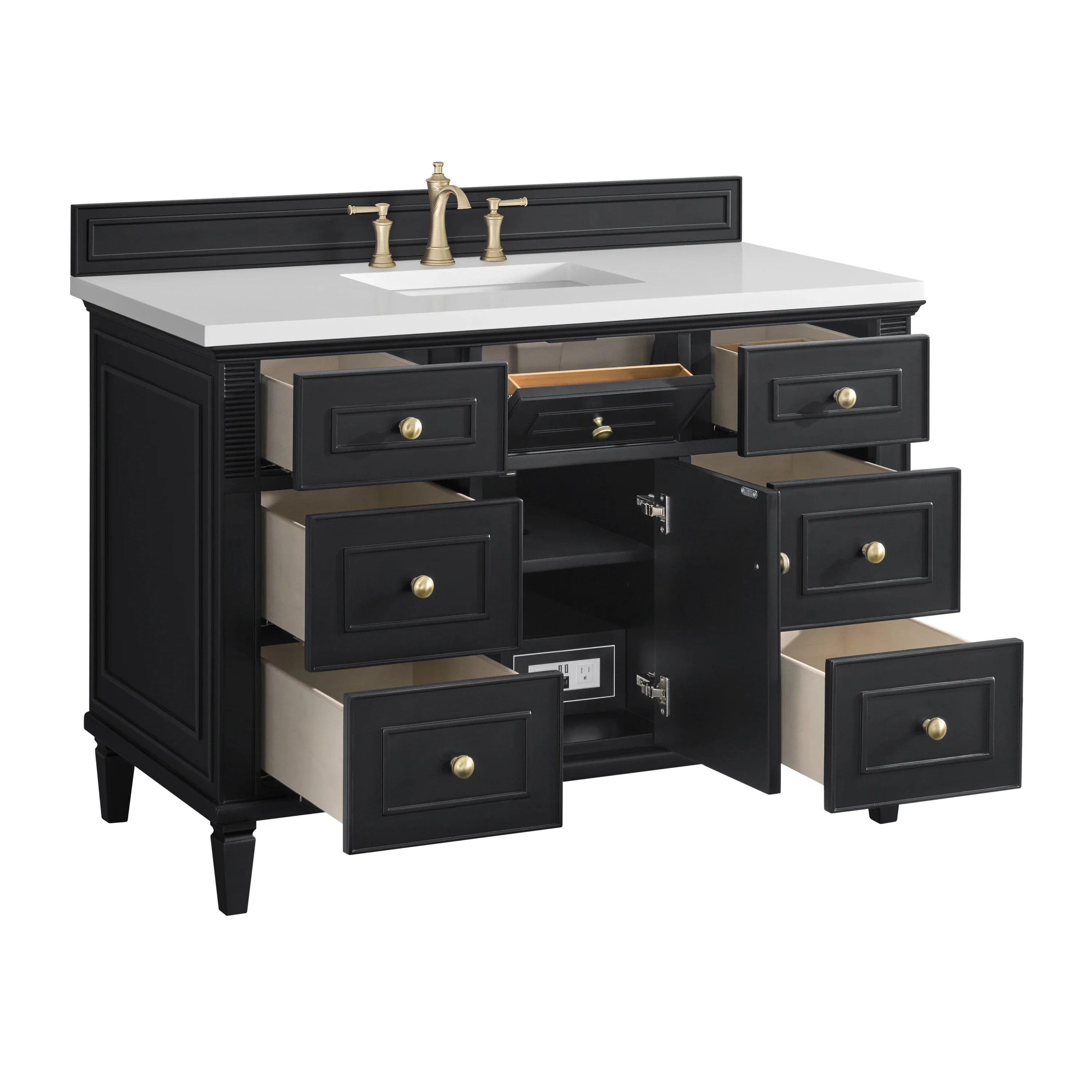 Lorelai 48" Single Vanity, Black Onyx w/ 3 CM White Zeus Silestone Top