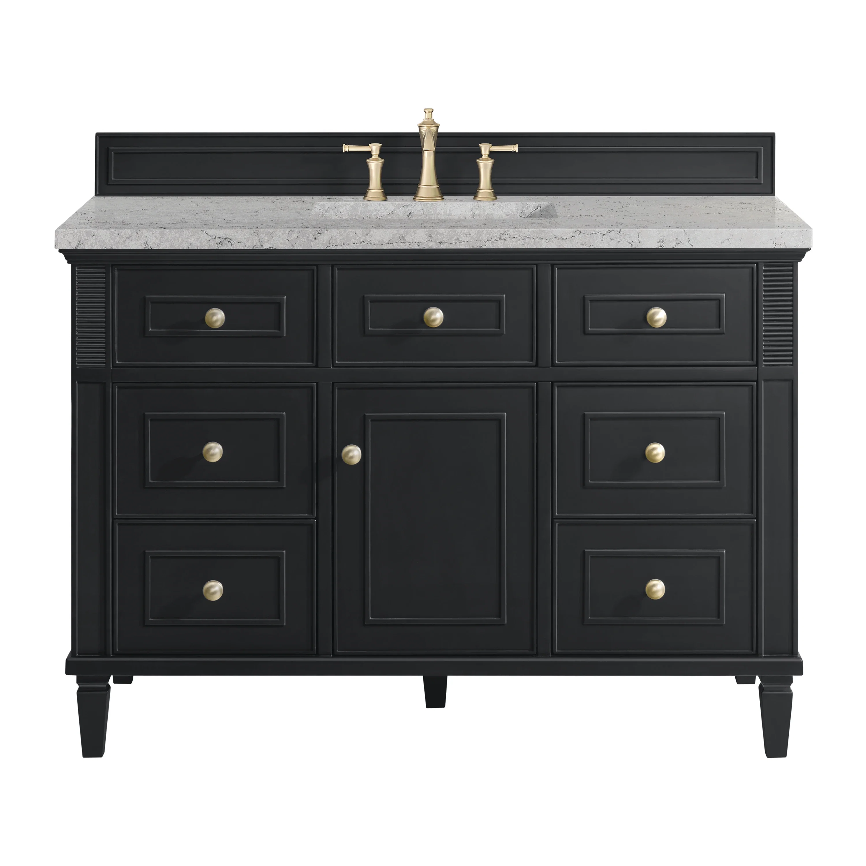 Lorelai 48" Single Vanity, Black Onyx w/ 3 CM Eternal Jasmine Pearl Silestone Top w/FreePower Wireless Charger