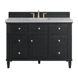 Lorelai 48" Single Vanity, Black Onyx w/ 3 CM Eternal Jasmine Pearl Silestone Top w/FreePower Wireless Charger