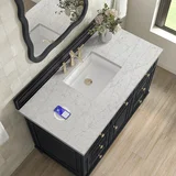 Lorelai 48" Single Vanity, Black Onyx w/ 3 CM Eternal Jasmine Pearl Silestone Top w/FreePower Wireless Charger