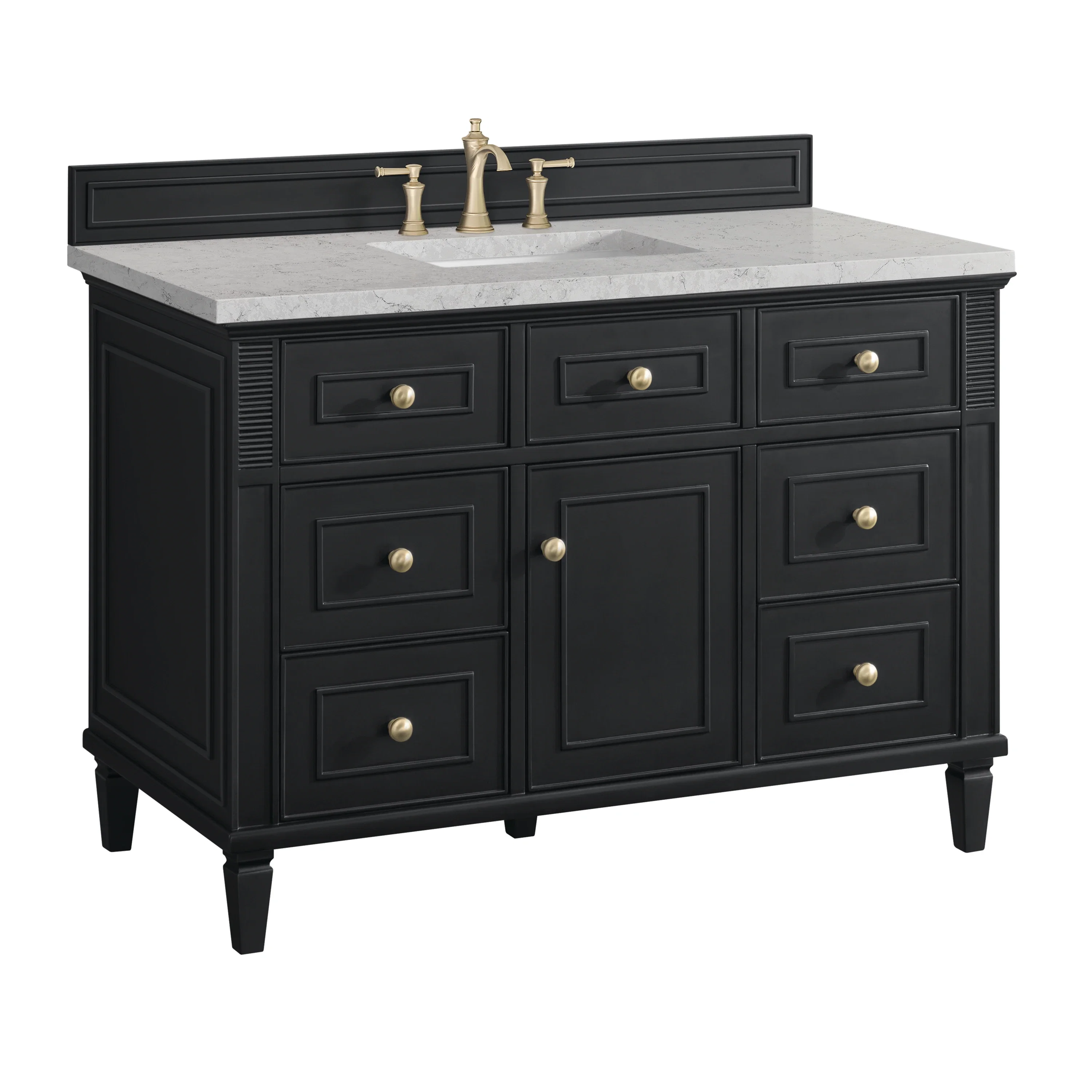 Lorelai 48" Single Vanity, Black Onyx w/ 3 CM Eternal Jasmine Pearl Silestone Top w/FreePower Wireless Charger