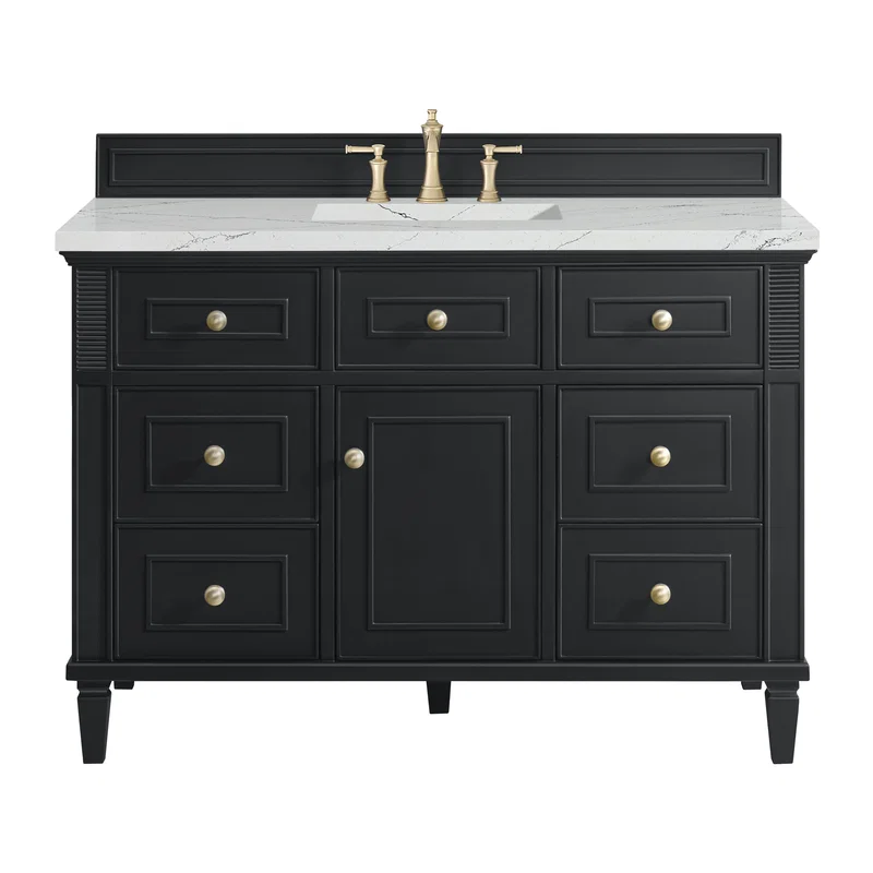 Lorelai 48" Single Vanity, Black Onyx w/ 3 CM Ethereal Noctis Silestone Top w/FreePower Wireless Charger