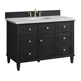 Lorelai 48" Single Vanity, Black Onyx w/ 3 CM Ethereal Noctis Silestone Top w/FreePower Wireless Charger
