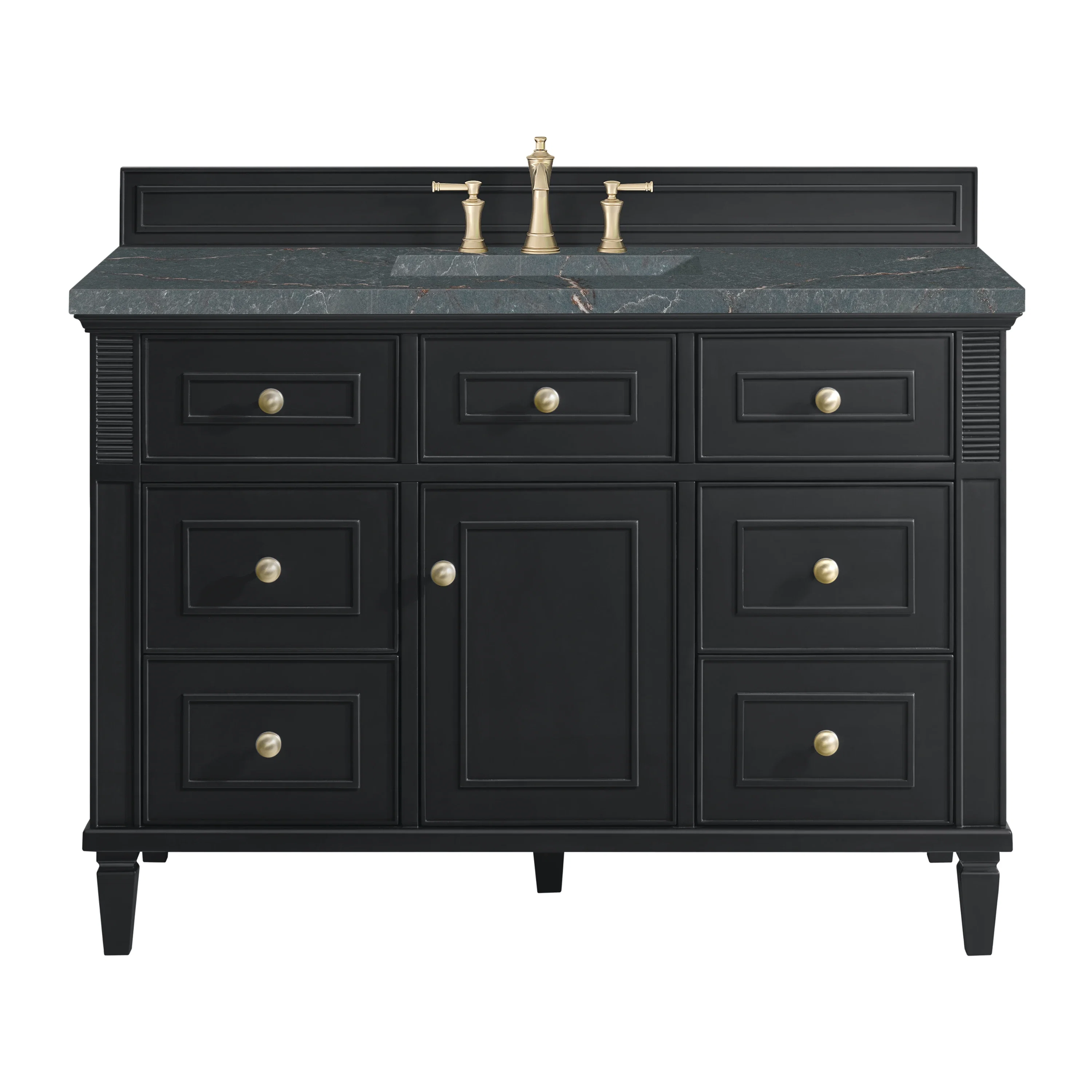 Lorelai 48" Single Vanity, Black Onyx w/ 3 CM Parisien Bleu Silestone Top w/FreePower Wireless Charger