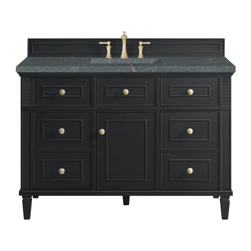 Lorelai 48" Single Vanity, Black Onyx w/ 3 CM Parisien Bleu Silestone Top w/FreePower Wireless Charger
