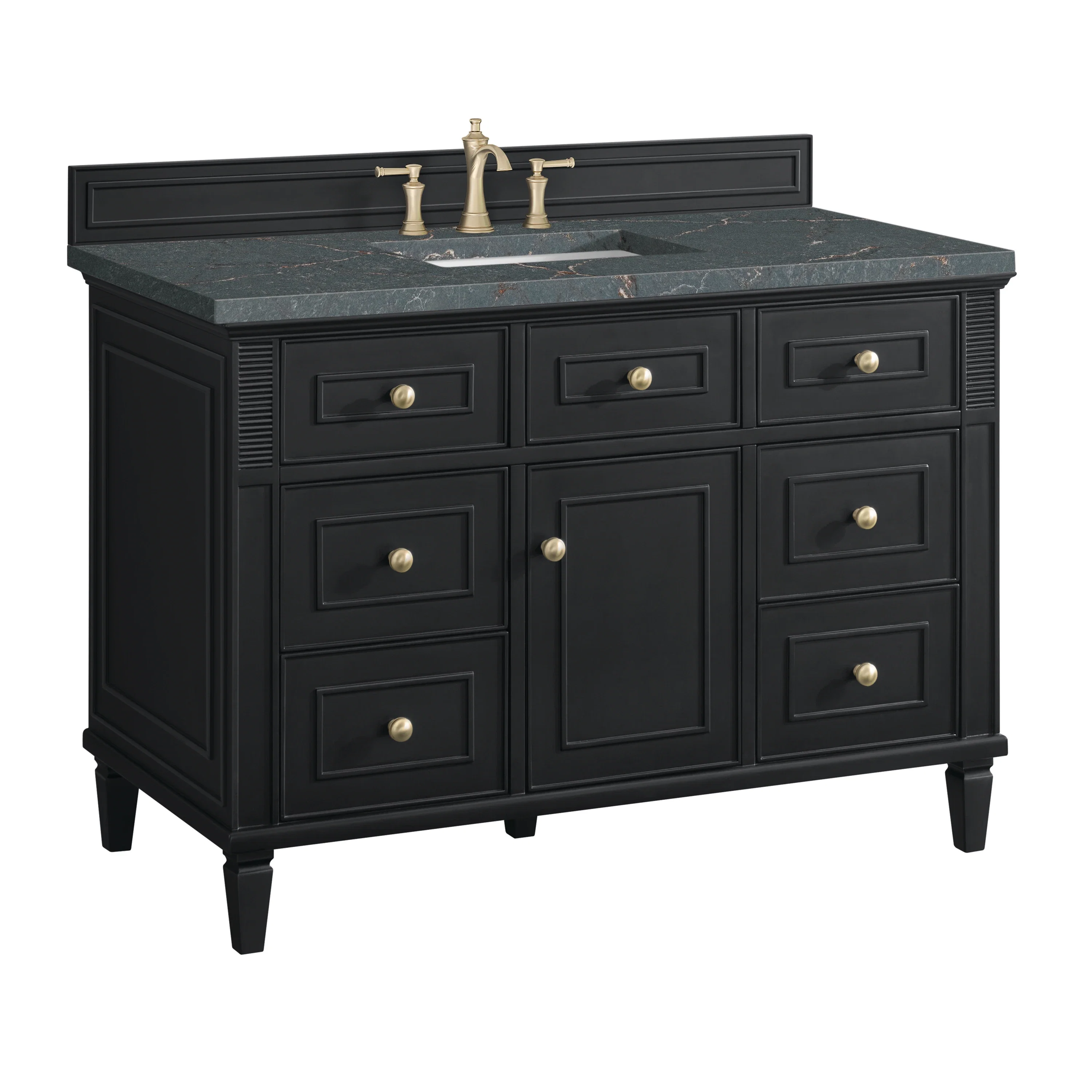 Lorelai 48" Single Vanity, Black Onyx w/ 3 CM Parisien Bleu Silestone Top w/FreePower Wireless Charger