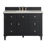 Lorelai 48" Single Vanity, Black Onyx, w/ 3 CM Siberian Silestone Top w/FreePower Wireless Charger