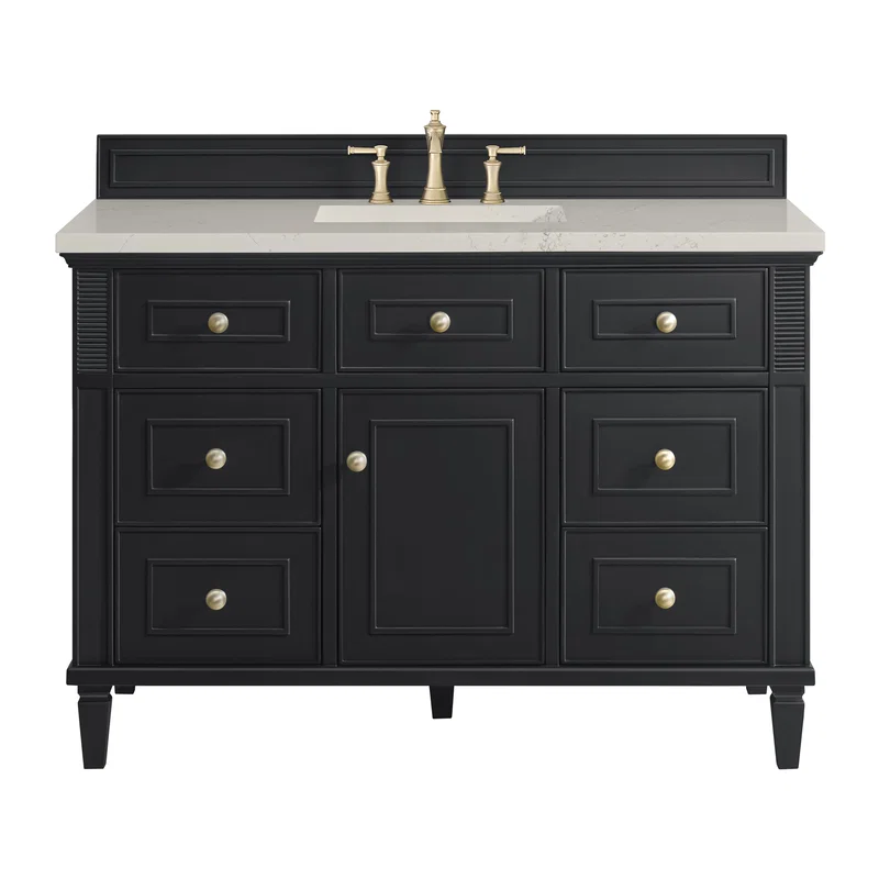 Lorelai 48" Single Vanity, Black Onyx, w/ 3 CM Siberian Silestone Top w/FreePower Wireless Charger