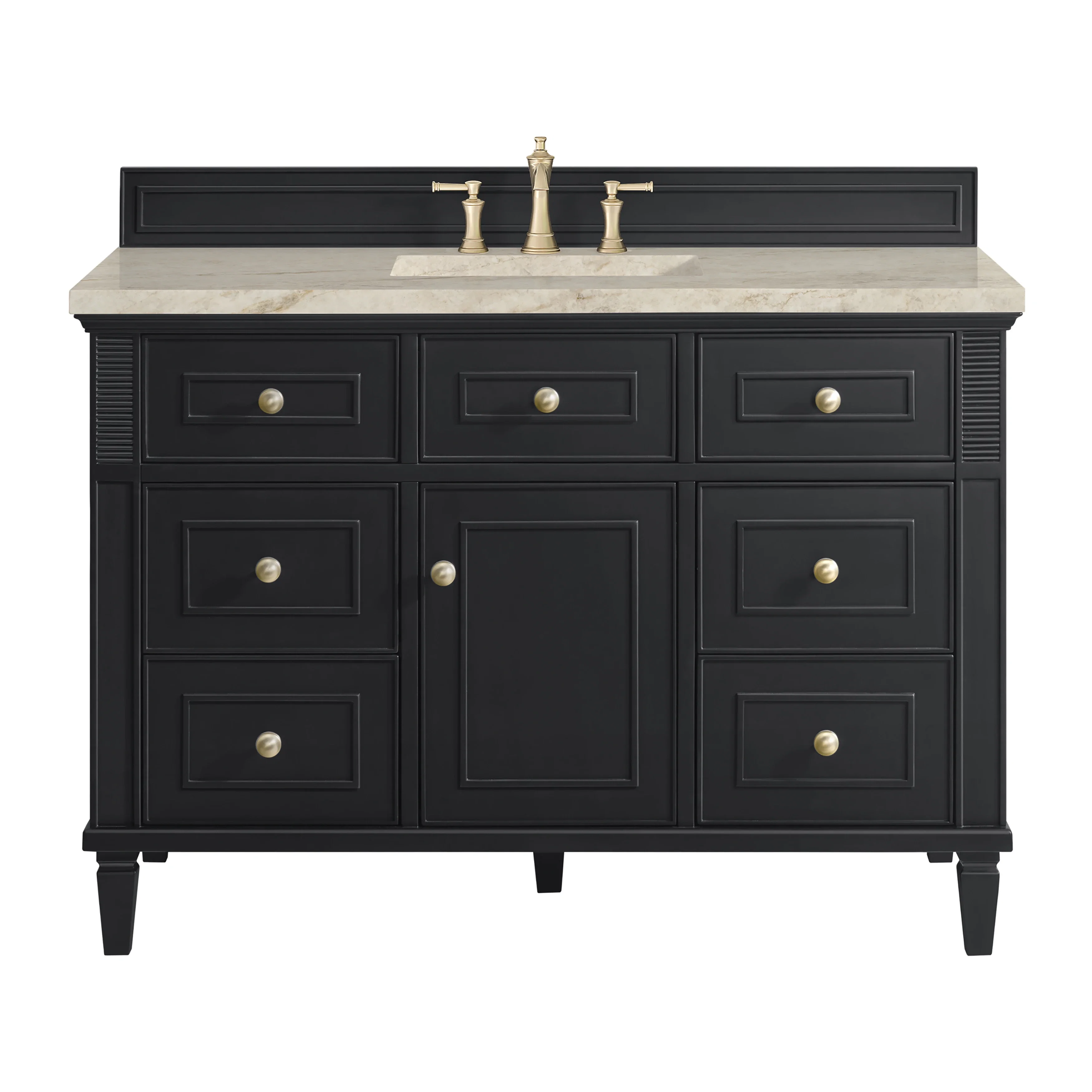 Lorelai 48" Single Vanity, Black Onyx, w/ 3 CM Tajnar Eclos Top w/FreePower Wireless Charger