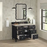 Lorelai 48" Single Vanity, Black Onyx, w/ 3 CM Tajnar Eclos Top w/FreePower Wireless Charger