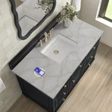 Lorelai 48" Single Vanity, Black Onyx w/ 3 CM Victorian Silver Silestone Top w/FreePower Wireless Charger