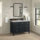 Lorelai 48" Single Vanity, Black Onyx w/ 3 CM Victorian Silver Silestone Top w/FreePower Wireless Charger