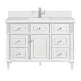 Lorelai 48" Single Vanity, Bright White w/ Single Hole 3 CM White Zeus Silestone Top & Backsplash