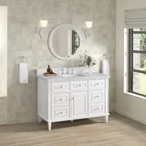 Lorelai 48" Single Vanity, Bright White w/ 3 CM Carrara White Marble Top