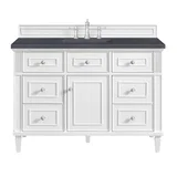 Lorelai 48" Single Vanity, Bright White w/ 3 CM Charcoal Soapstone Silestone Top