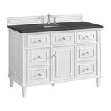 Lorelai 48" Single Vanity, Bright White w/ 3 CM Charcoal Soapstone Silestone Top