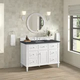 Lorelai 48" Single Vanity, Bright White w/ 3 CM Charcoal Soapstone Silestone Top