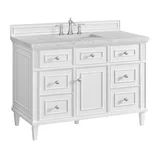 Lorelai 48" Single Vanity, Bright White w/ 3 CM Eternal Jasmine Pearl Silestone Top