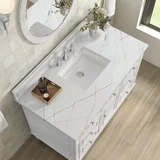 Lorelai 48" Single Vanity, Bright White w/ 3 CM Ethereal Noctis Silestone Top