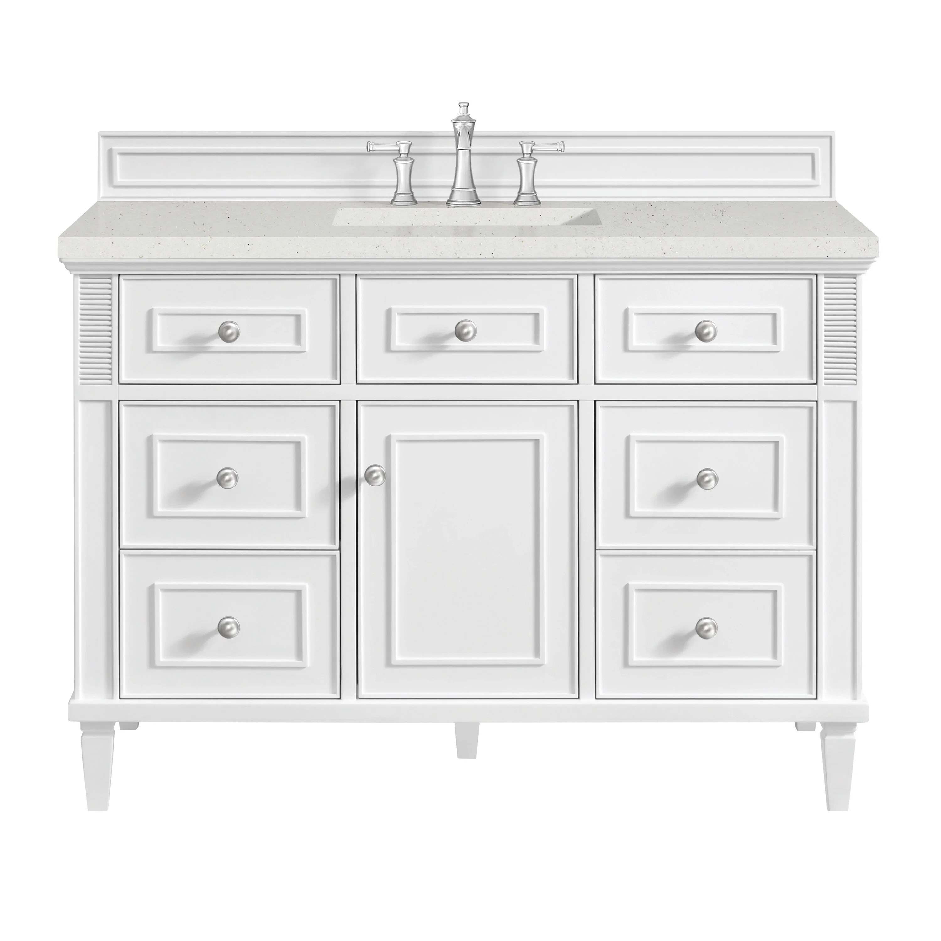 Lorelai 48" Single Vanity, Bright White w/ 3 CM Lime Delight Silestone Top