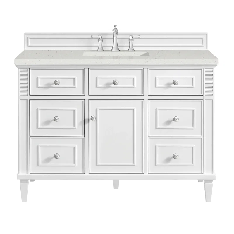 Lorelai 48" Single Vanity, Bright White w/ 3 CM Lime Delight Silestone Top