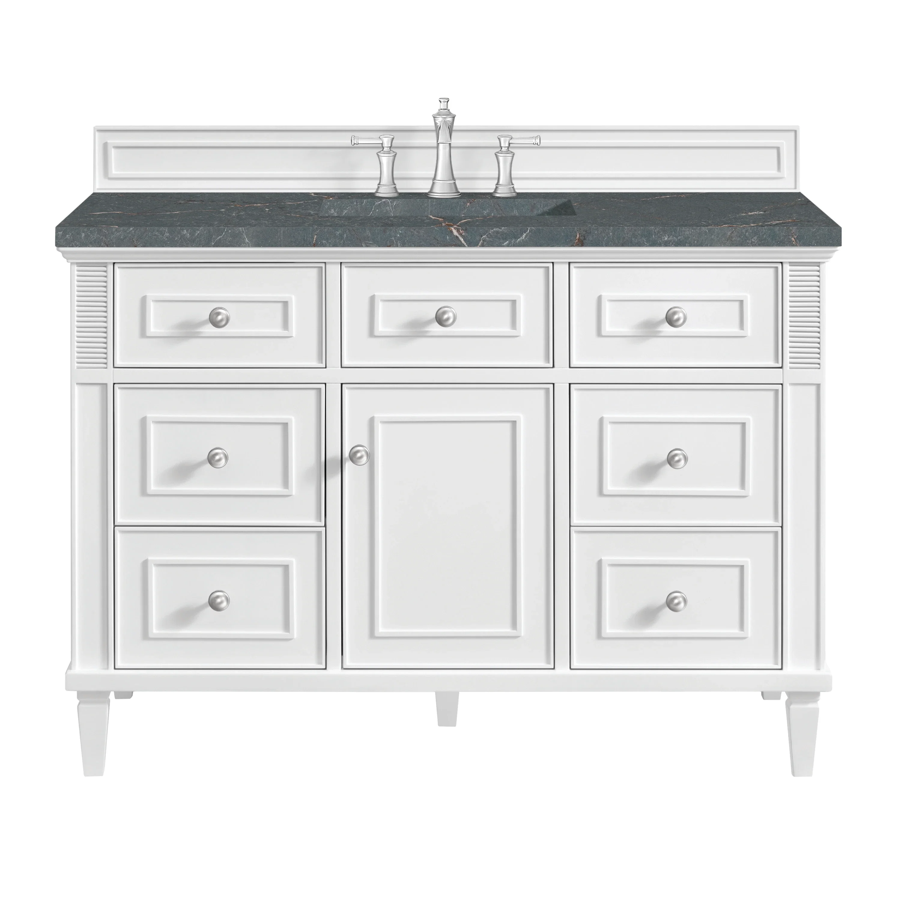 Lorelai 48" Single Vanity, Bright White w/ 3 CM Parisien Bleu Silestone Top