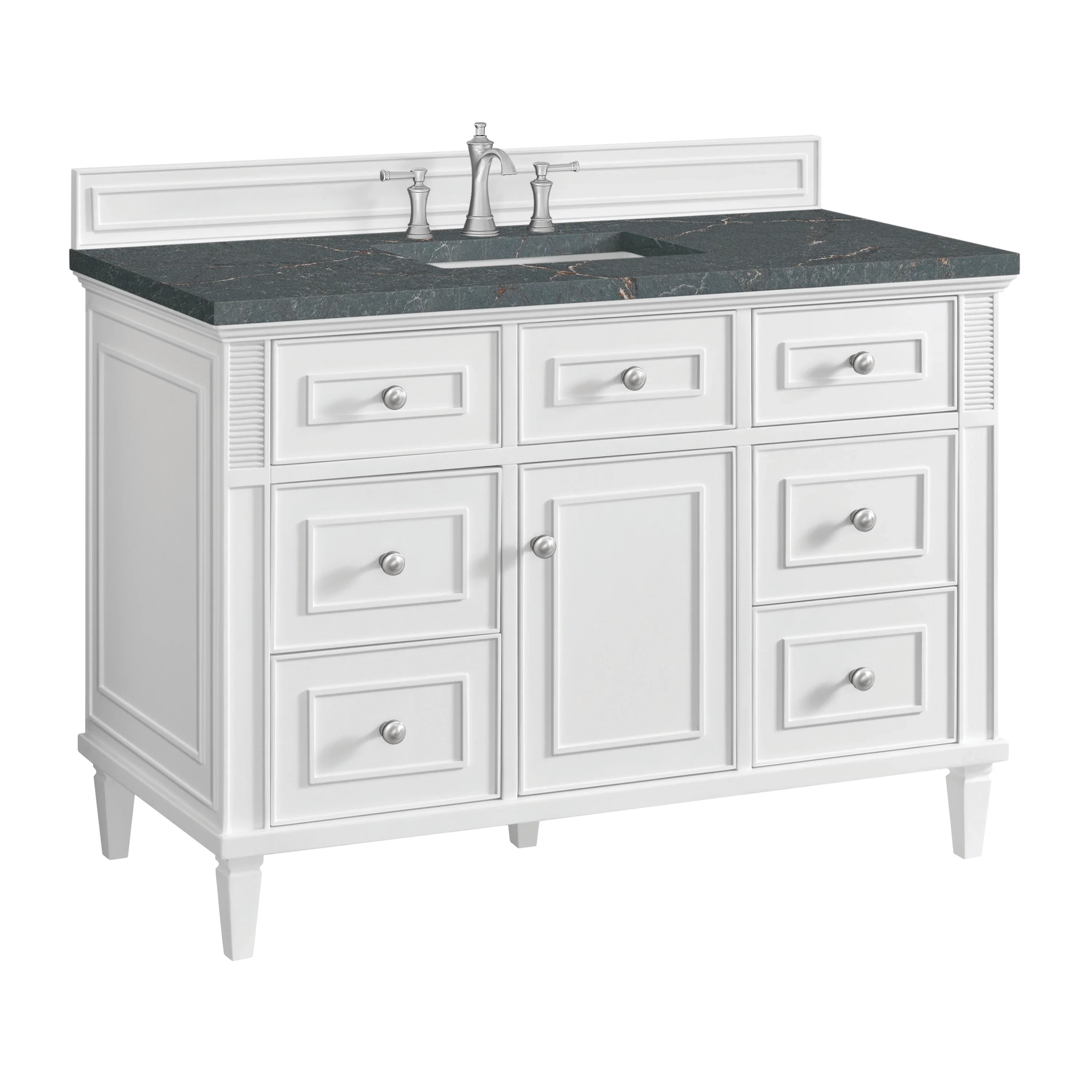 Lorelai 48" Single Vanity, Bright White w/ 3 CM Parisien Bleu Silestone Top