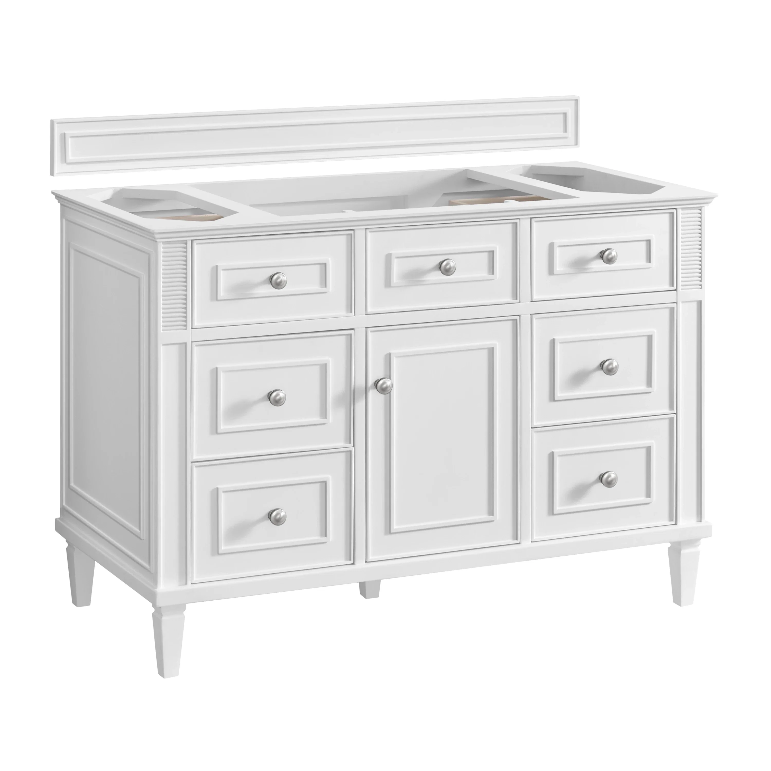 Lorelai 48" Single Vanity, Bright White w/ 3 CM Parisien Bleu Silestone Top