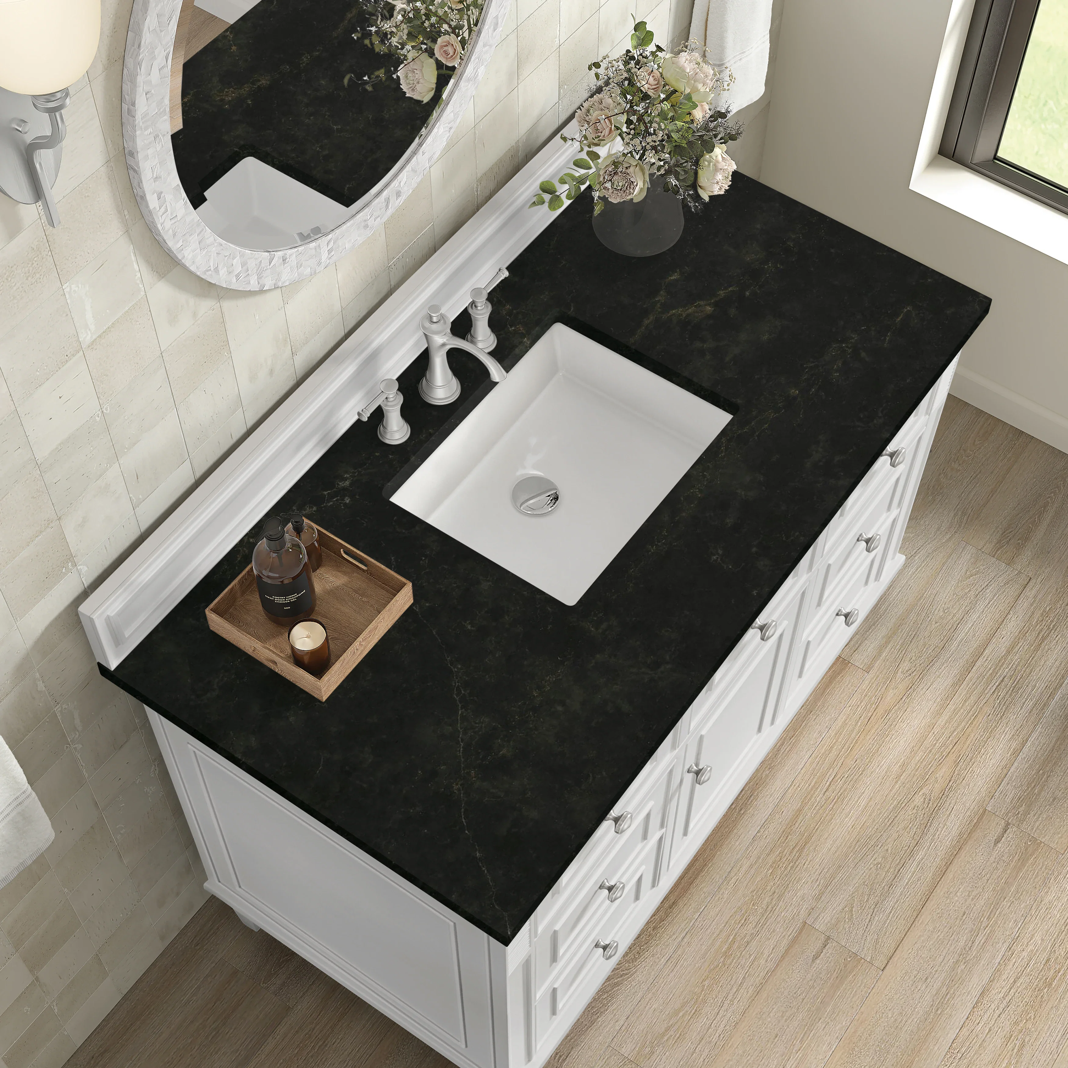 Lorelai 48" Single Vanity, Bright White, w/ 3 CM Phantome Eclos Top