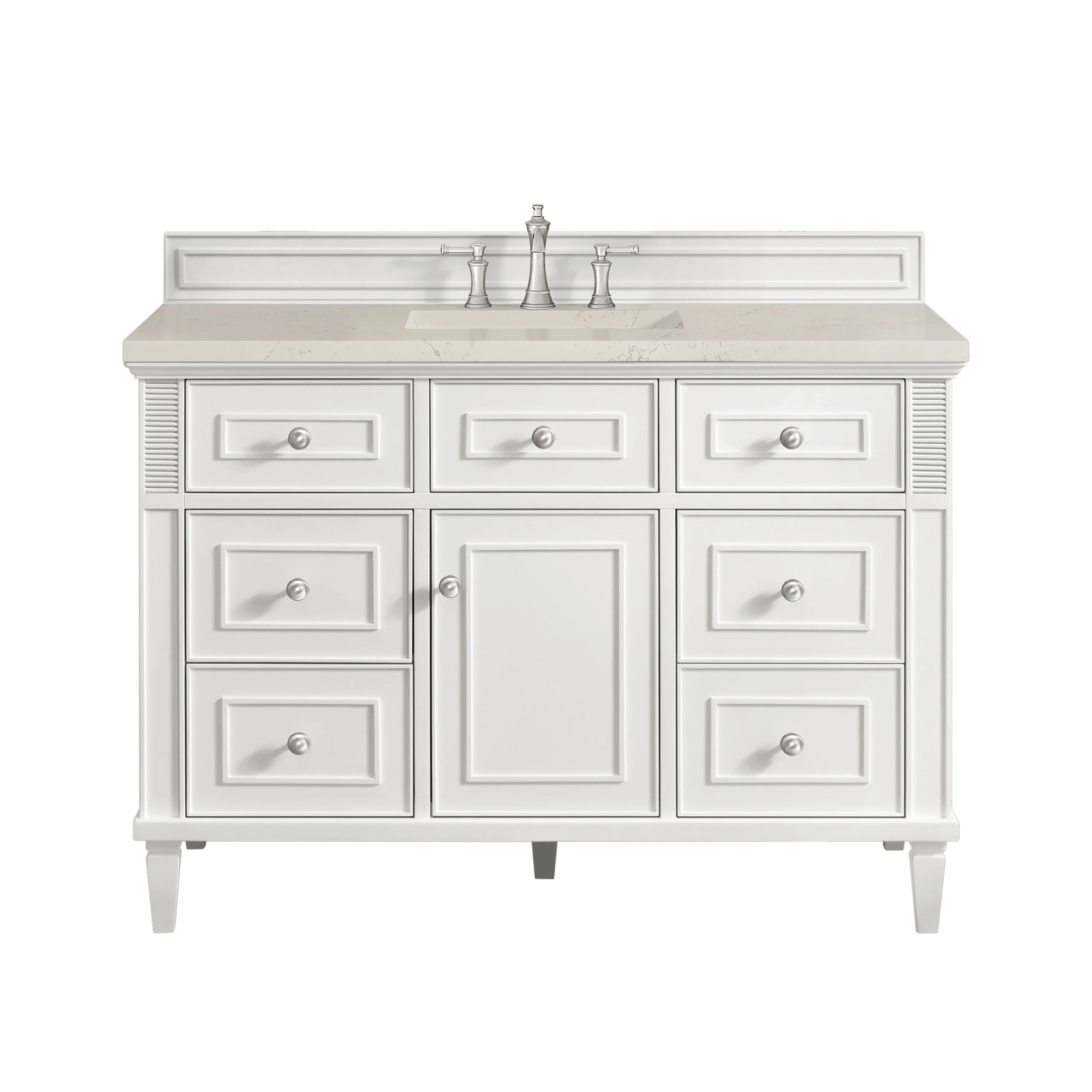 Lorelai 48" Single Vanity, Bright White, w/ 3 CM Siberian Silestone Top