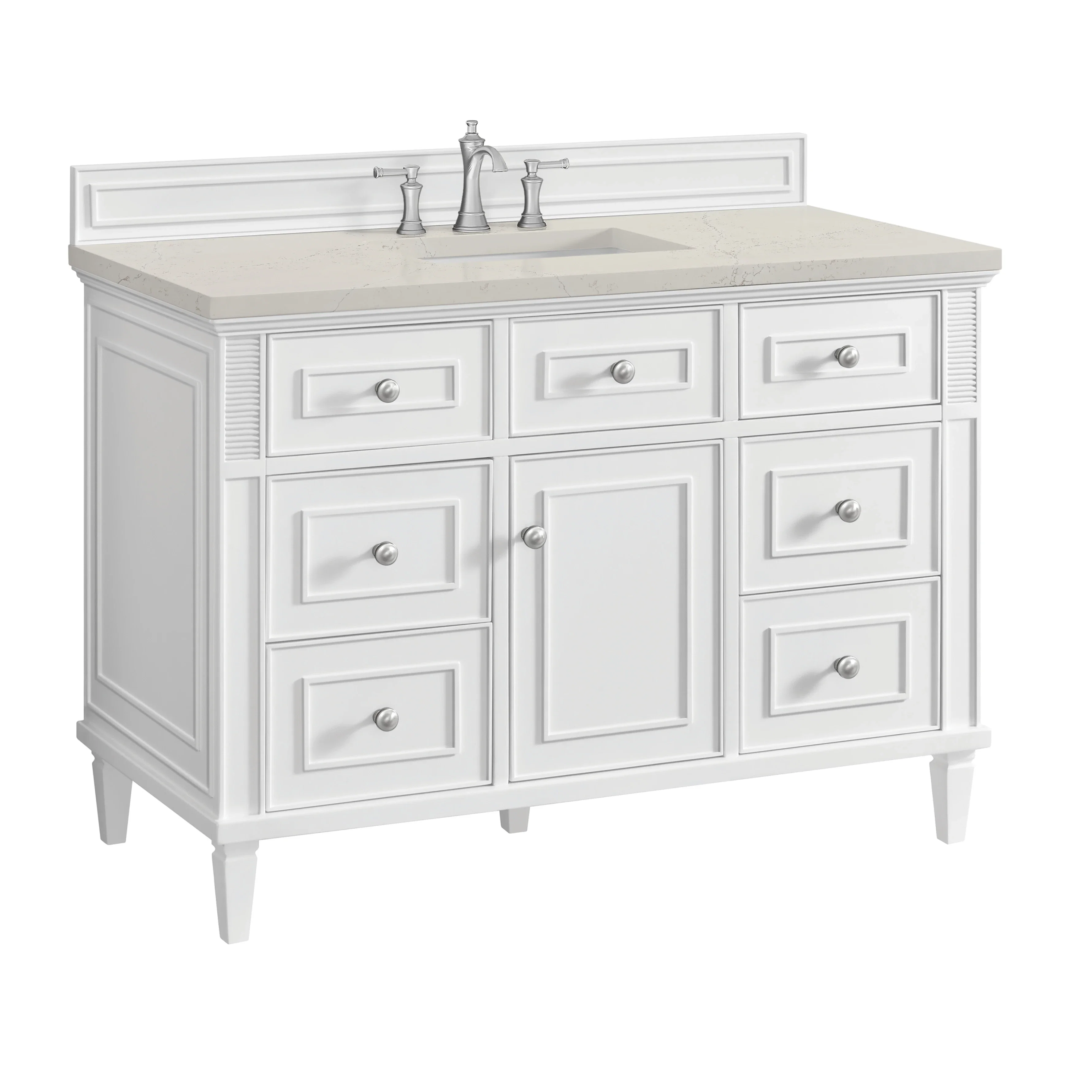 Lorelai 48" Single Vanity, Bright White, w/ 3 CM Siberian Silestone Top