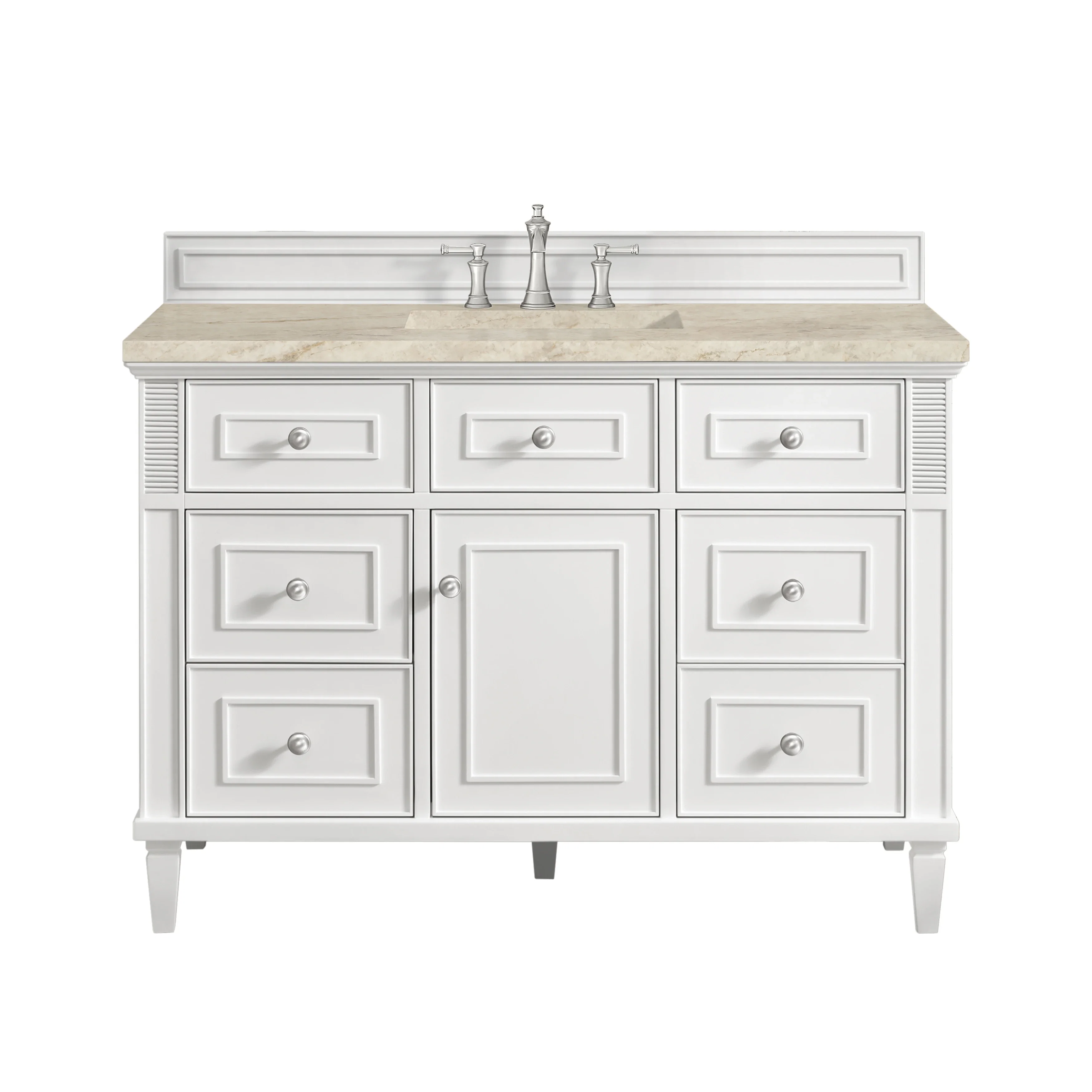 Lorelai 48" Single Vanity, Bright White, w/ 3 CM Tajnar Eclos Top