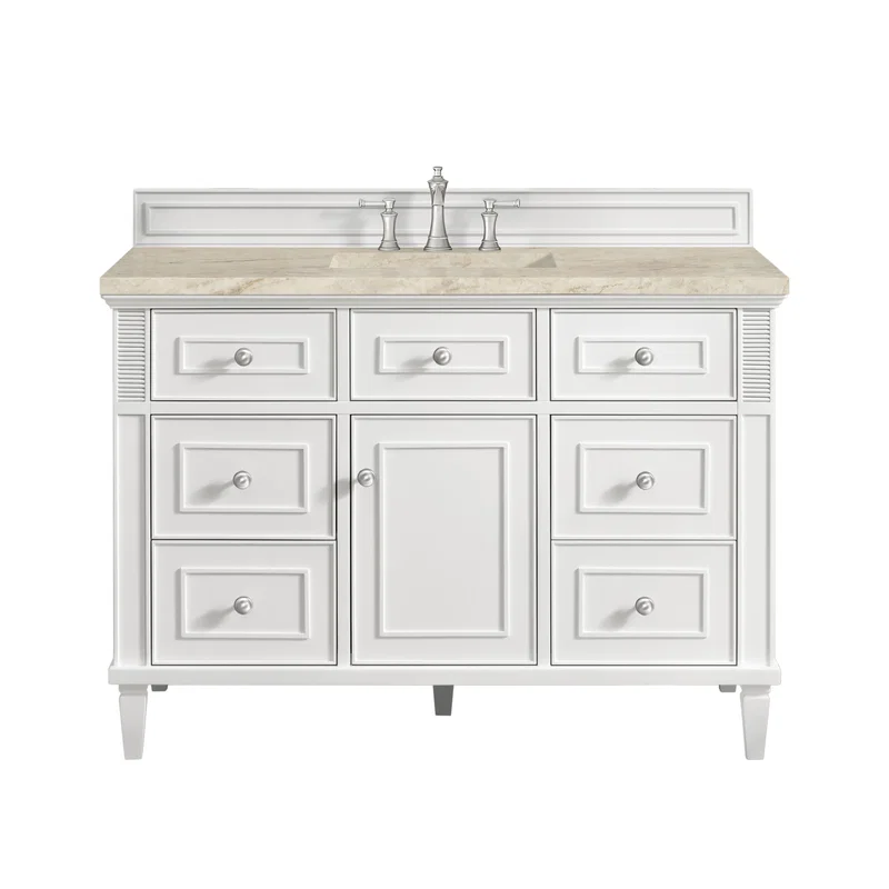 Lorelai 48" Single Vanity, Bright White, w/ 3 CM Tajnar Eclos Top