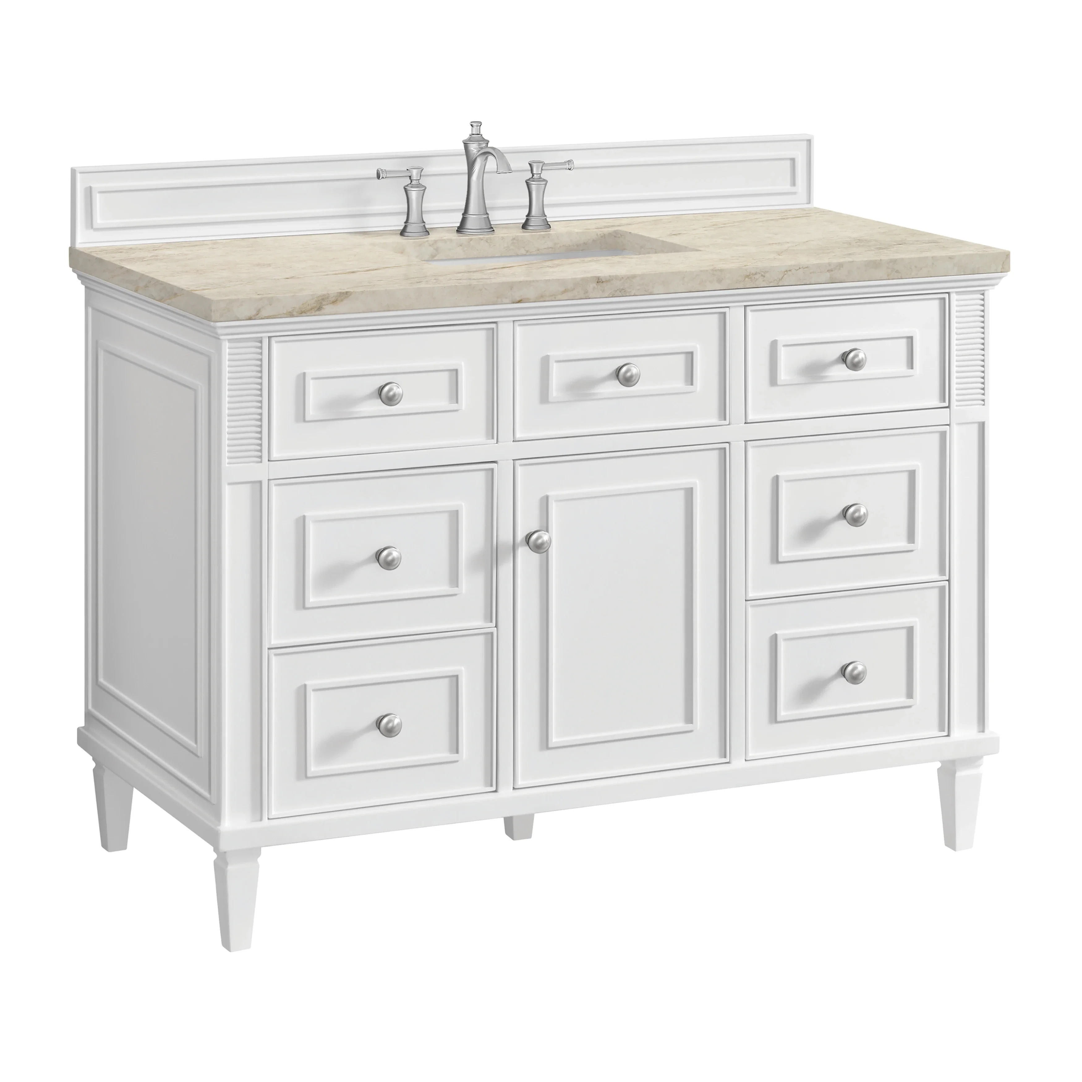 Lorelai 48" Single Vanity, Bright White, w/ 3 CM Tajnar Eclos Top