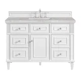Lorelai 48" Single Vanity, Bright White w/ 3 CM Victorian Silver Silestone Top