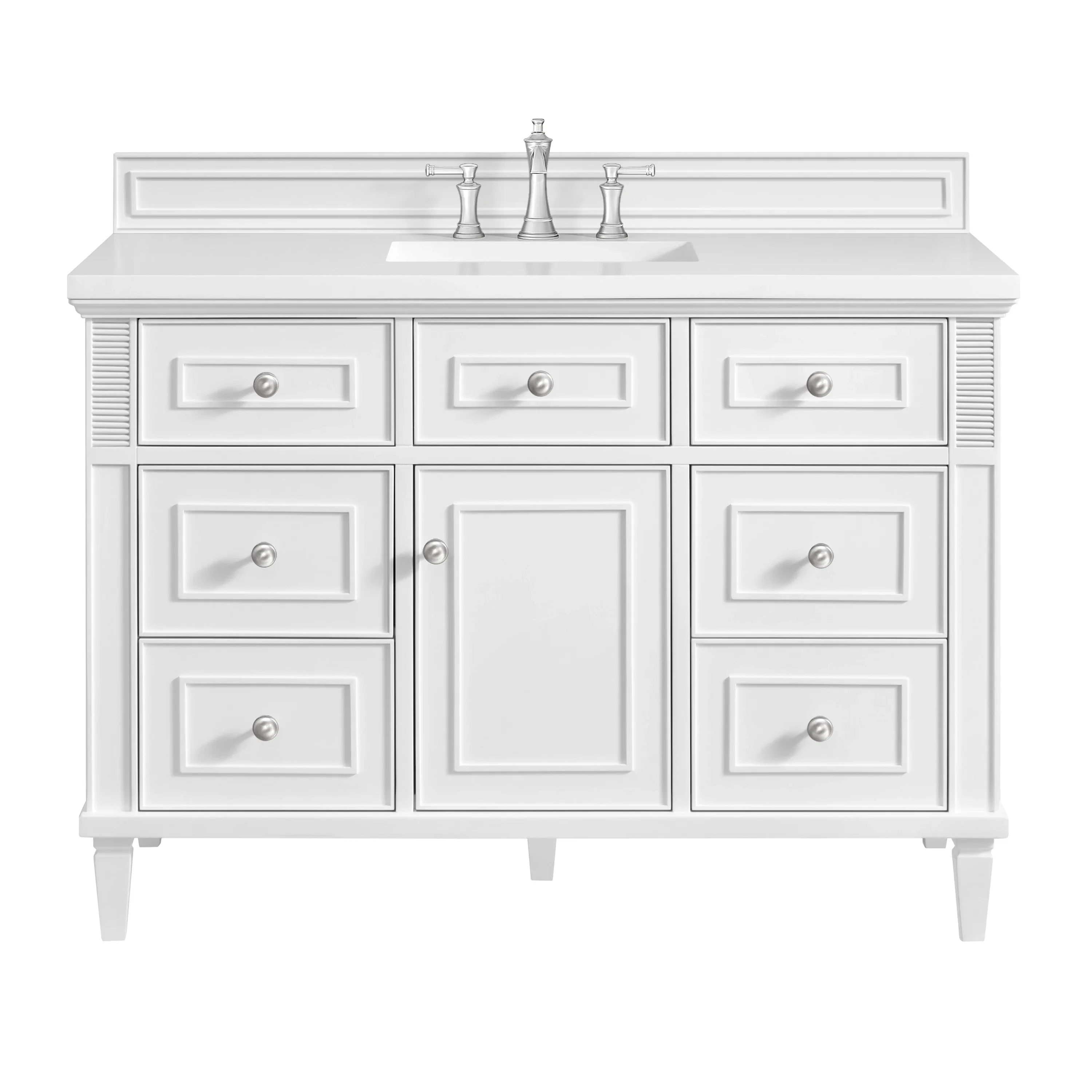 Lorelai 48" Single Vanity, Bright White w/ 3 CM White Zeus Silestone Top