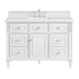Lorelai 48" Single Vanity, Bright White w/ 3 CM White Zeus Silestone Top